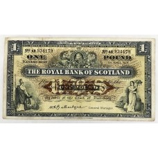 SCOTLAND 1958 . ONE 1 POUND BANKNOTE . THE ROYAL BANK OF SCOTLAND